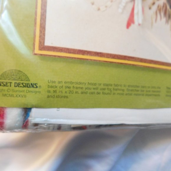 Sunset INDIAN CHIEF Crewel Embroidery Kit Vintage - Picture 4 of 8